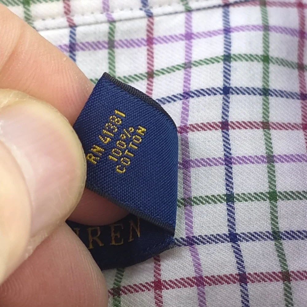Polo Ralph Lauren Shirt 2XL White Multicolor‎ Check Long Sleeve Button Up Pony